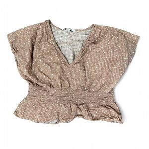 Madewell Peach Floral Blouse Puff Sleeve Size M Feminine Top
